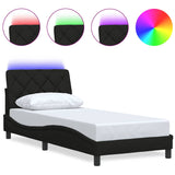 Cadre de lit avec LED sans matelas noir 80x200 cm tissu