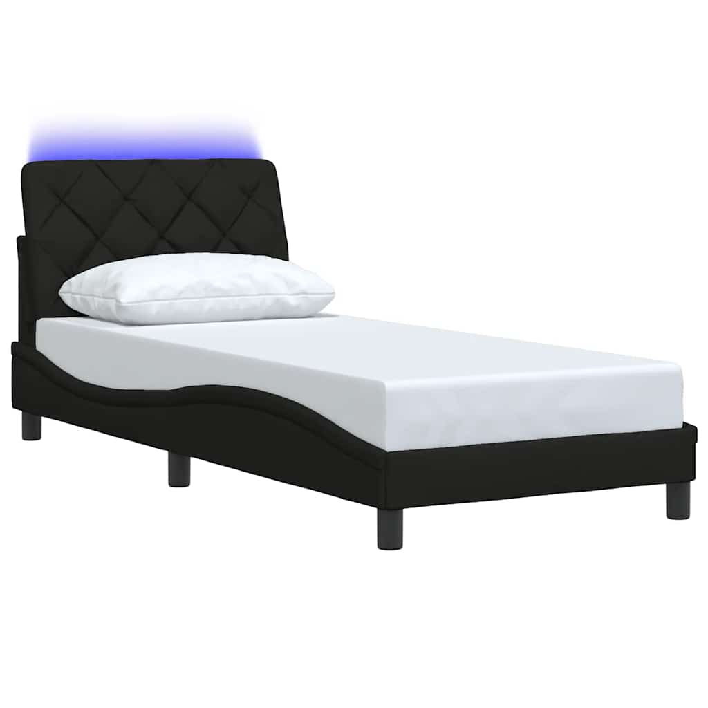 Cadre de lit avec LED sans matelas noir 80x200 cm tissu