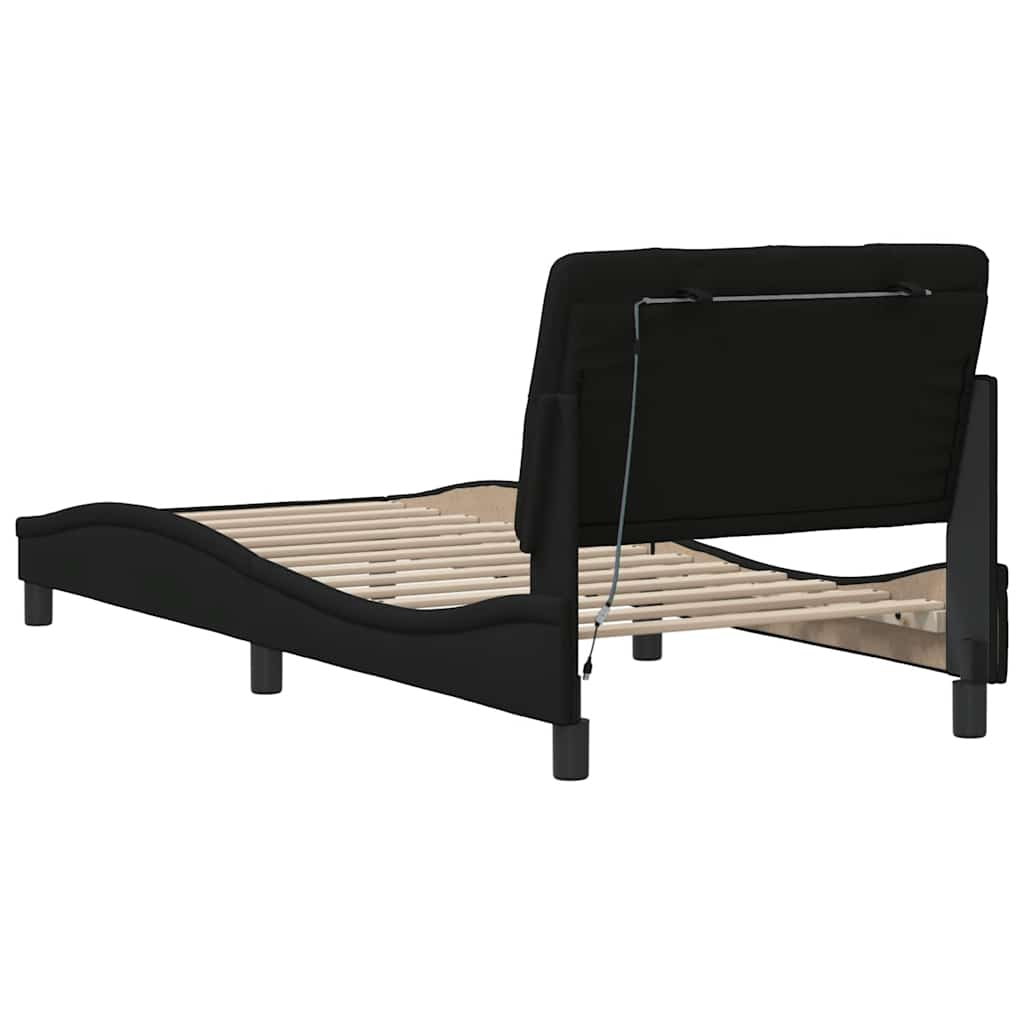 Cadre de lit avec LED sans matelas noir 80x200 cm tissu