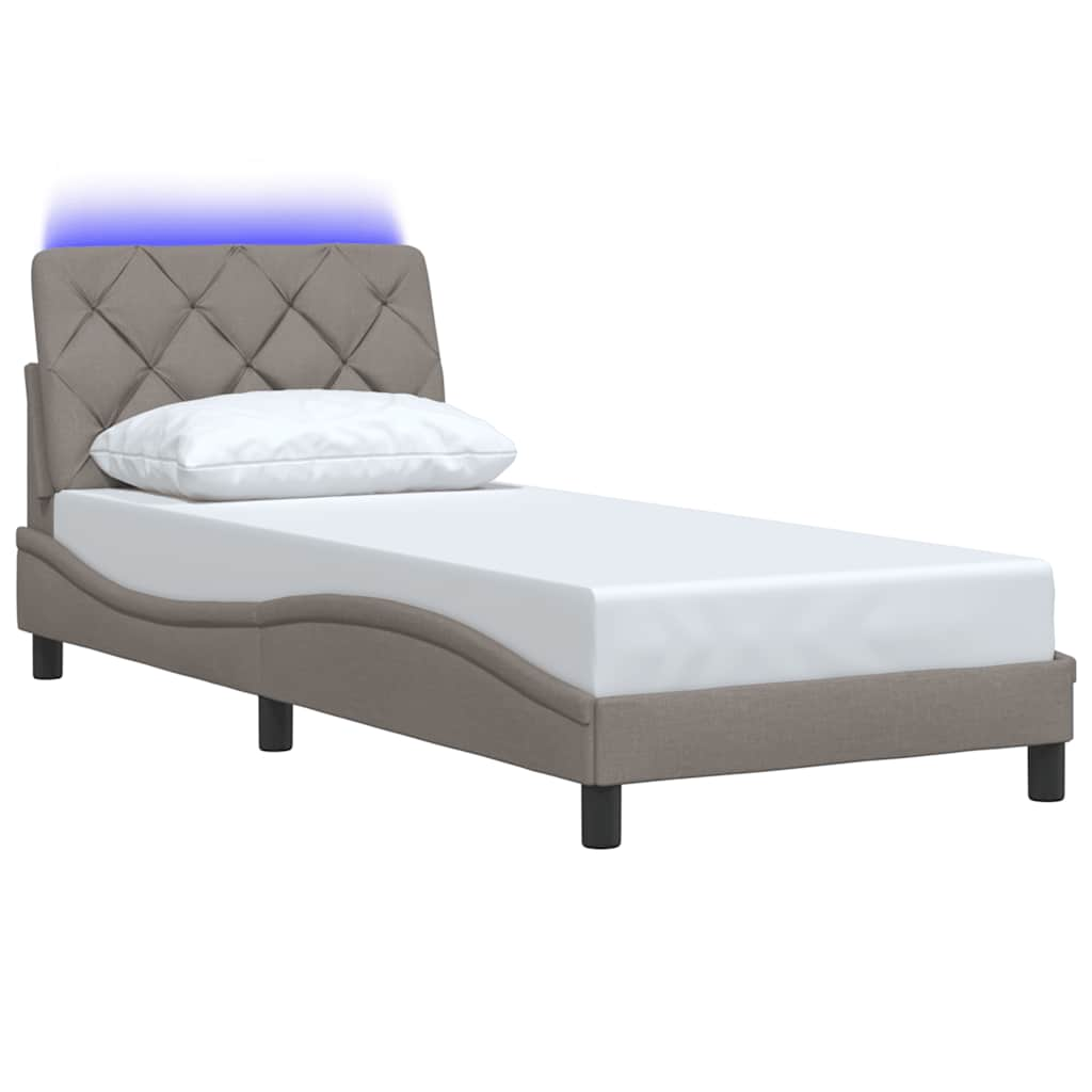 Cadre de lit avec LED sans matelas taupe 80x200 cm tissu