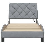 Cadre de lit avec LED sans matelas gris clair 90x190 cm tissu