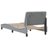 Cadre de lit avec LED sans matelas gris clair 90x190 cm tissu