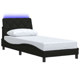 Cadre de lit avec LED sans matelas noir 90x200 cm tissu