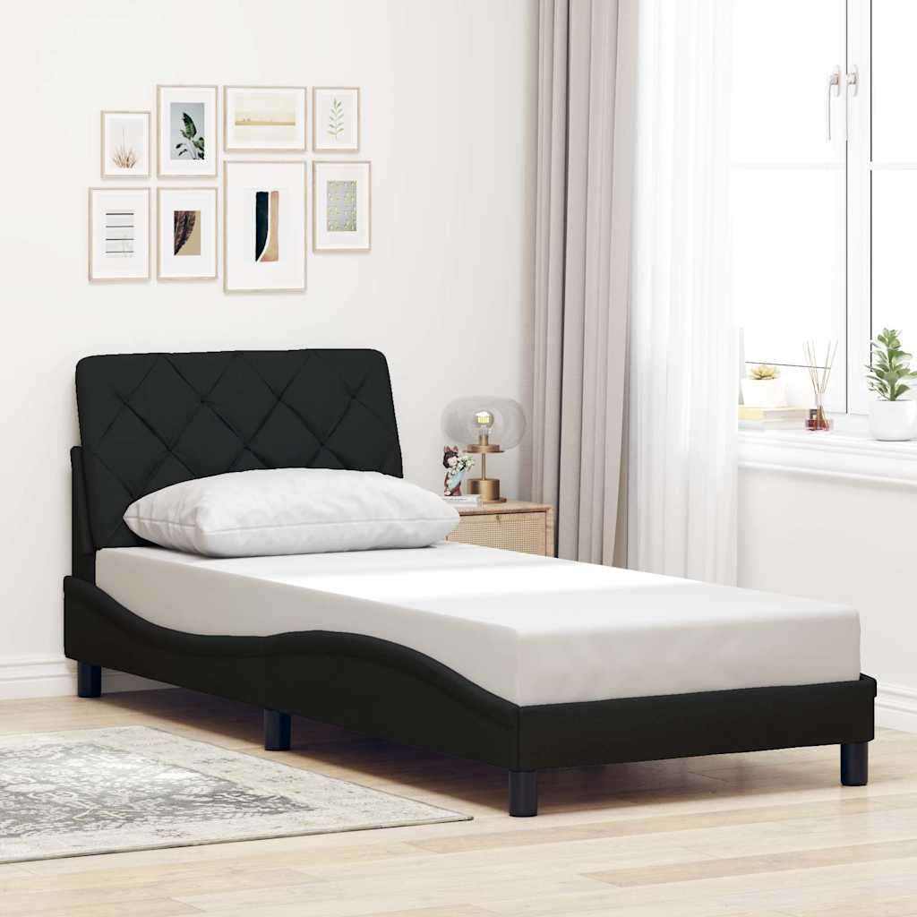 Cadre de lit avec LED sans matelas noir 90x200 cm tissu