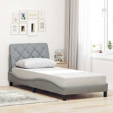 Cadre de lit avec LED sans matelas gris clair 100x200 cm tissu