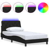 Cadre de lit avec LED sans matelas noir 100x200 cm tissu