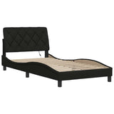 Cadre de lit avec LED sans matelas noir 100x200 cm tissu