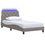 Cadre de lit avec LED sans matelas taupe 100x200 cm tissu