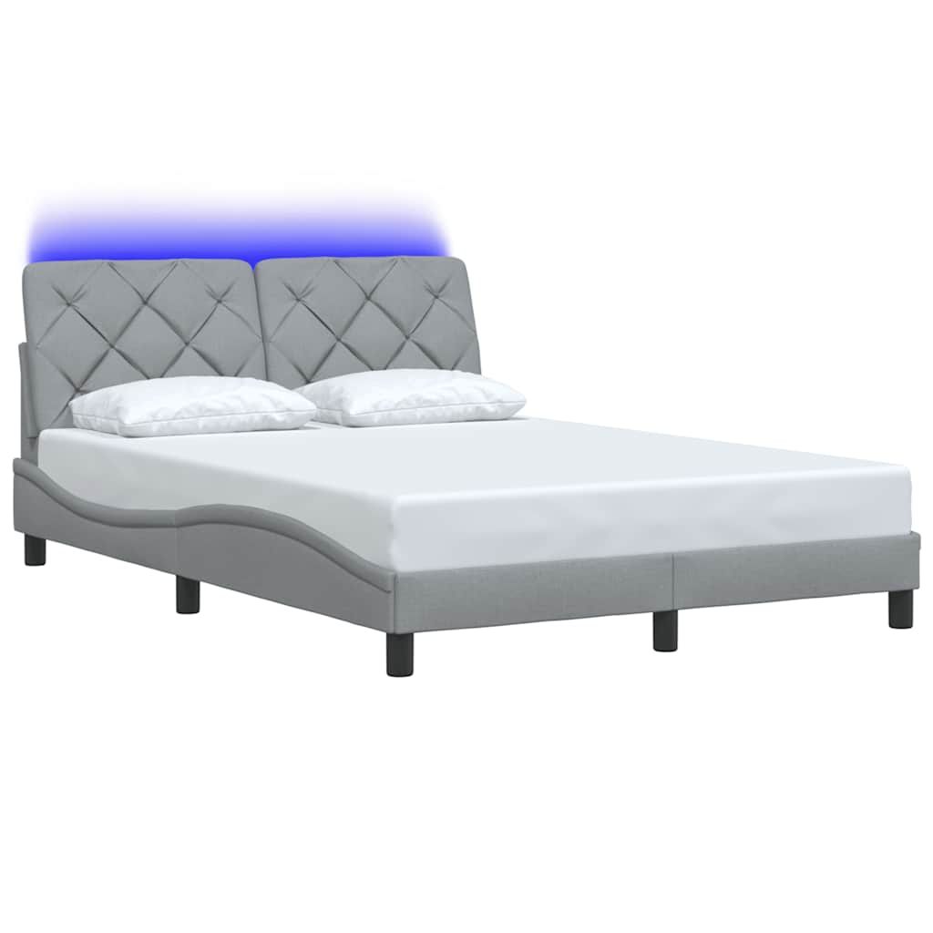 Cadre de lit avec LED sans matelas gris clair 120x200 cm tissu