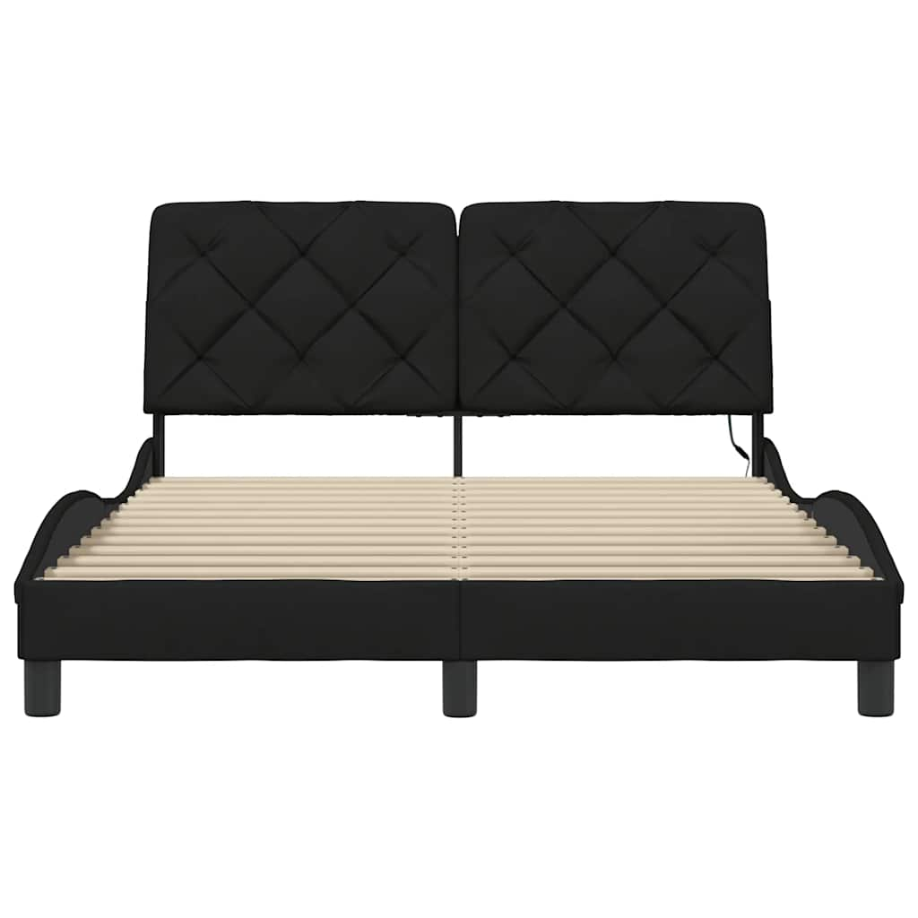 Cadre de lit avec LED sans matelas noir 120x200 cm tissu