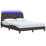 Cadre de lit avec LED sans matelas marron foncé 120x200cm tissu