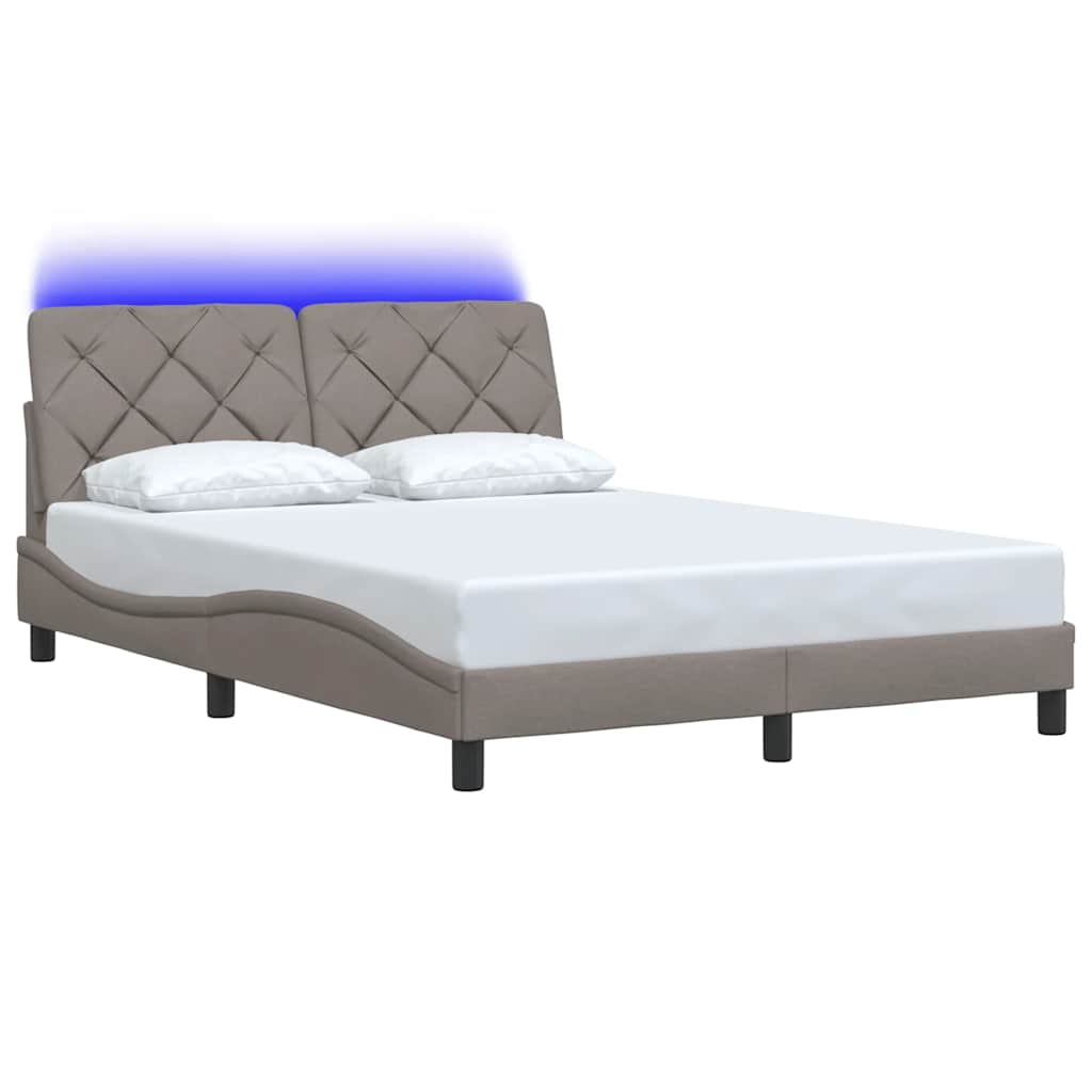 Cadre de lit avec LED sans matelas taupe 120x200 cm tissu