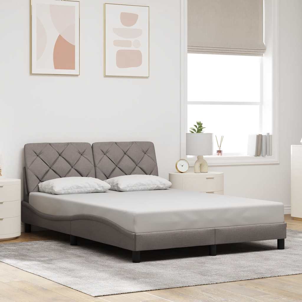 Cadre de lit avec LED sans matelas taupe 120x200 cm tissu