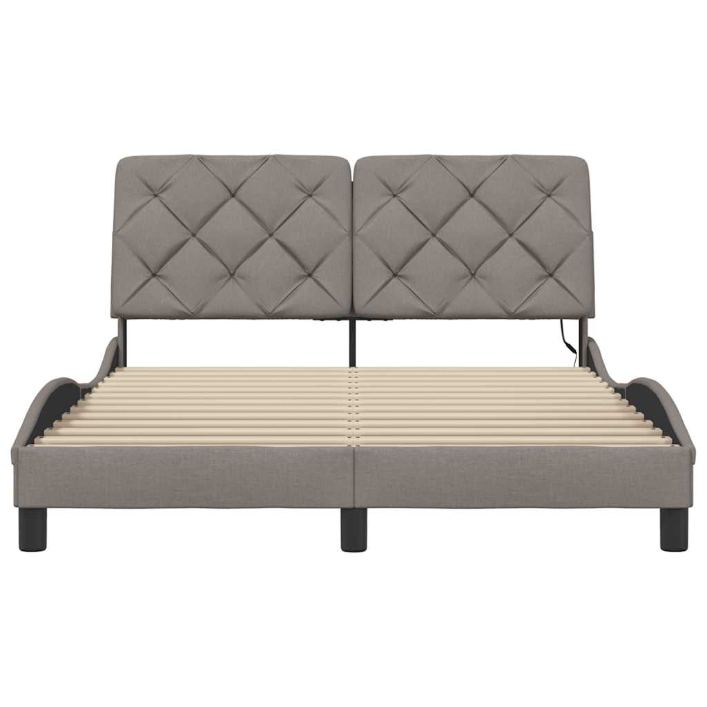 Cadre de lit avec LED sans matelas taupe 120x200 cm tissu