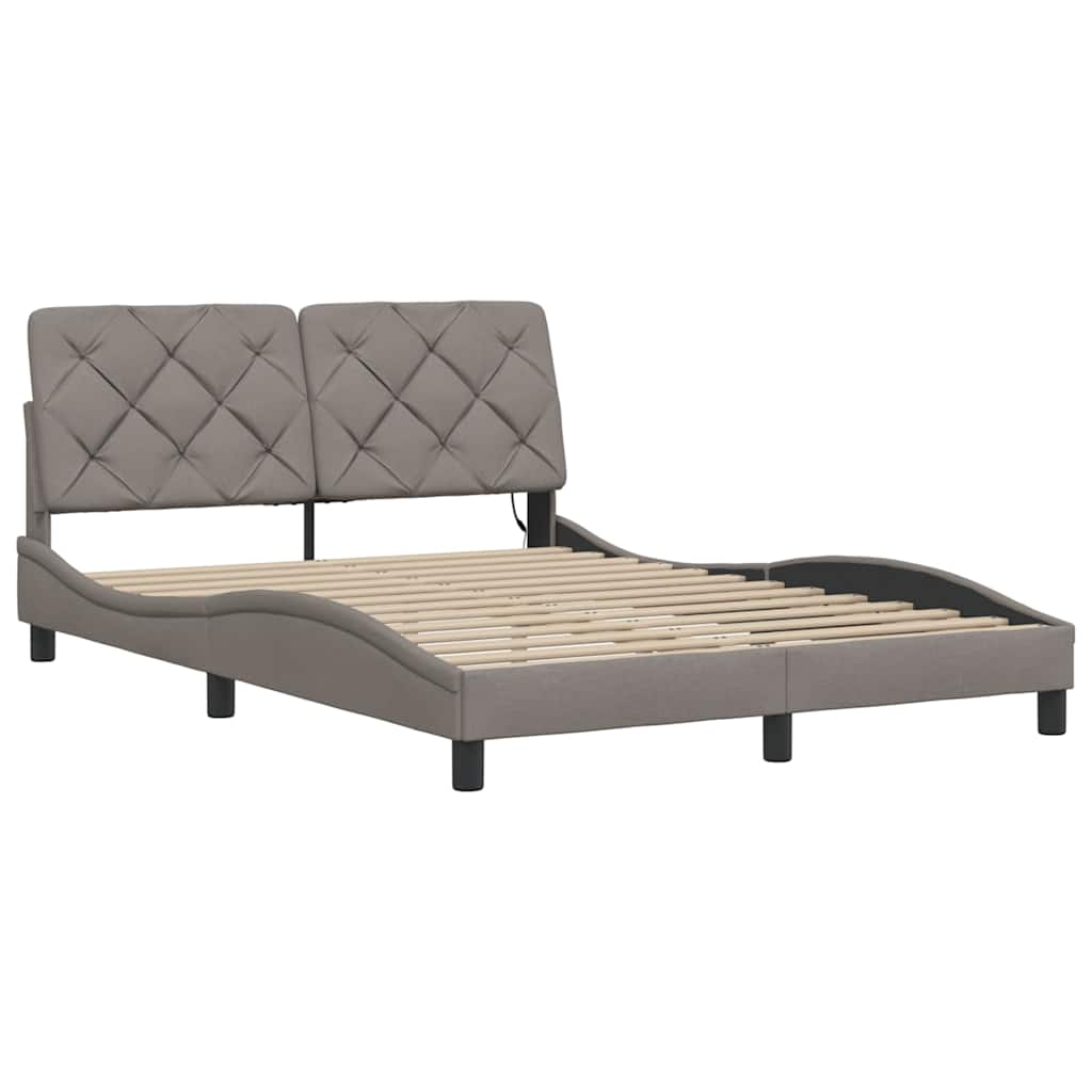 Cadre de lit avec LED sans matelas taupe 120x200 cm tissu