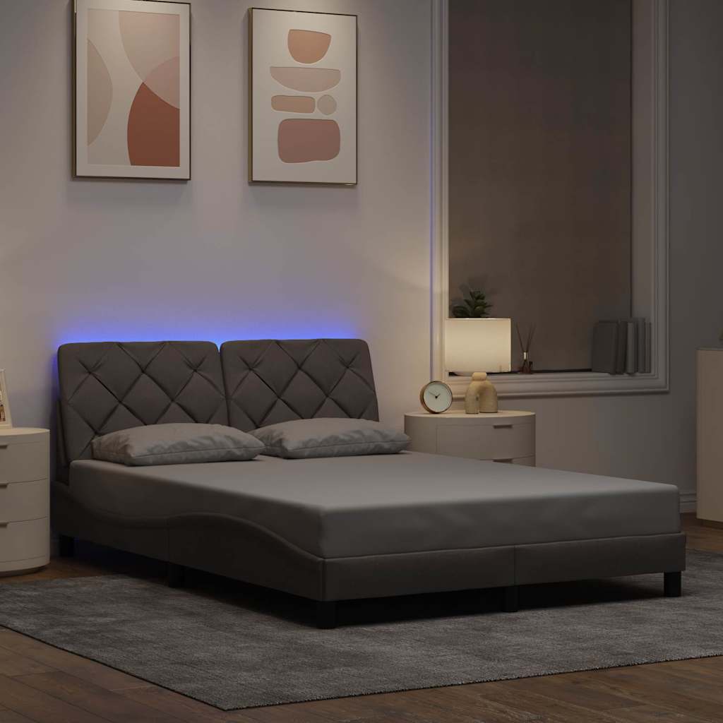 Cadre de lit avec LED sans matelas taupe 120x200 cm tissu