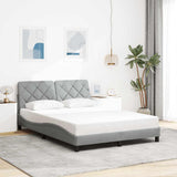 Cadre de lit avec LED sans matelas gris clair 140x190 cm tissu