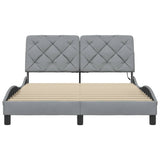 Cadre de lit avec LED sans matelas gris clair 140x190 cm tissu