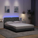 Cadre de lit avec LED sans matelas gris clair 140x190 cm tissu