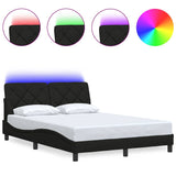 Bed frame with LED without mattress black 140x190 cm fabric