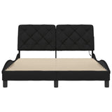 Bed frame with LED without mattress black 140x190 cm fabric