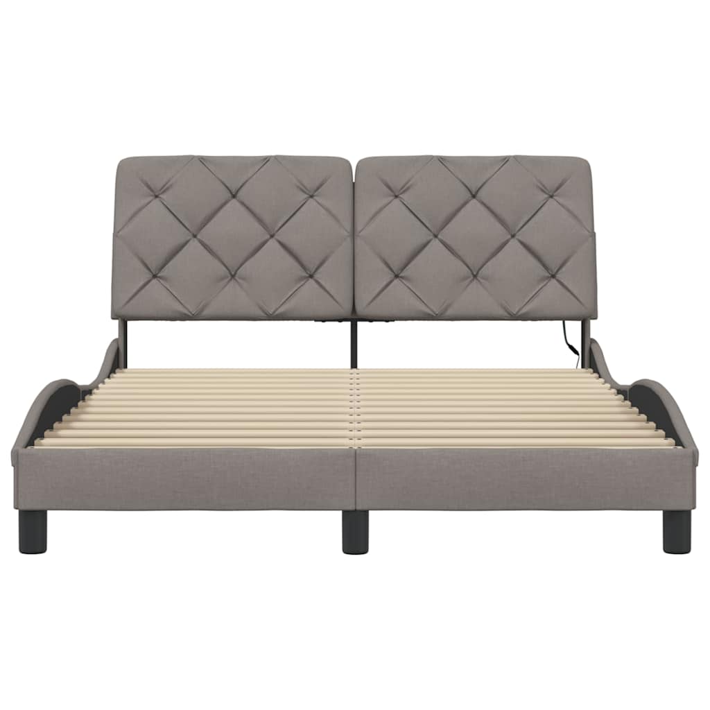 Cadre de lit avec LED sans matelas taupe 140x190 cm tissu