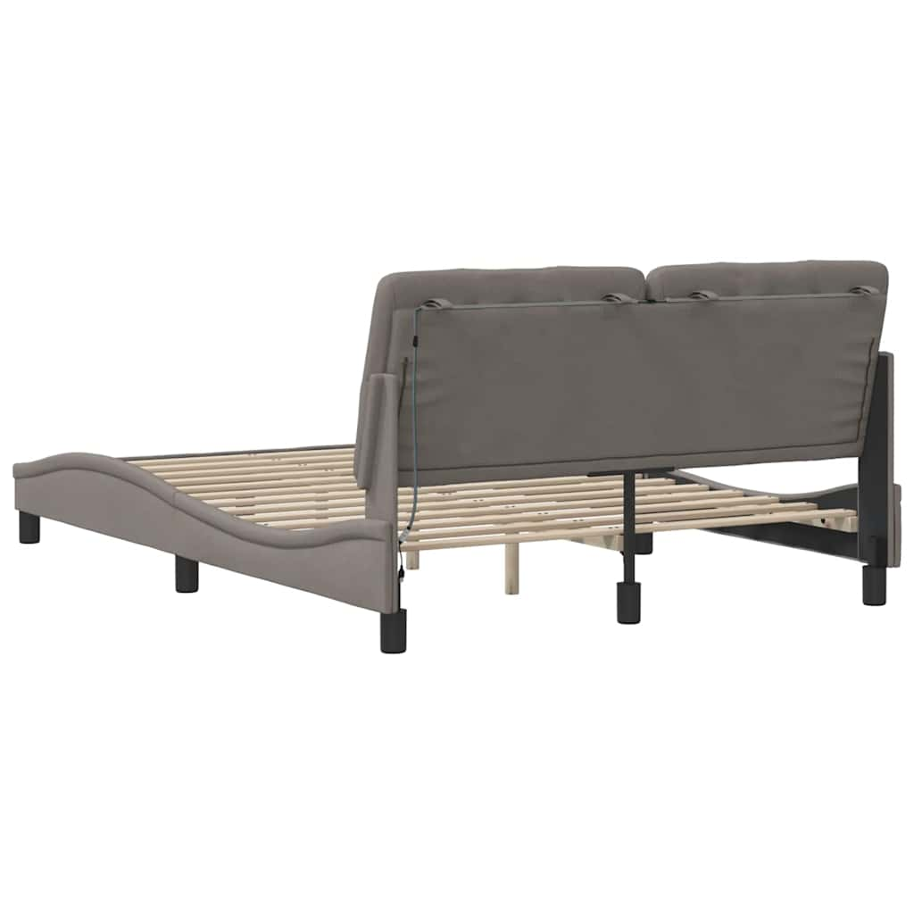 Cadre de lit avec LED sans matelas taupe 140x190 cm tissu