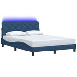 Cadre de lit avec LED sans matelas bleu 140x190 cm tissu