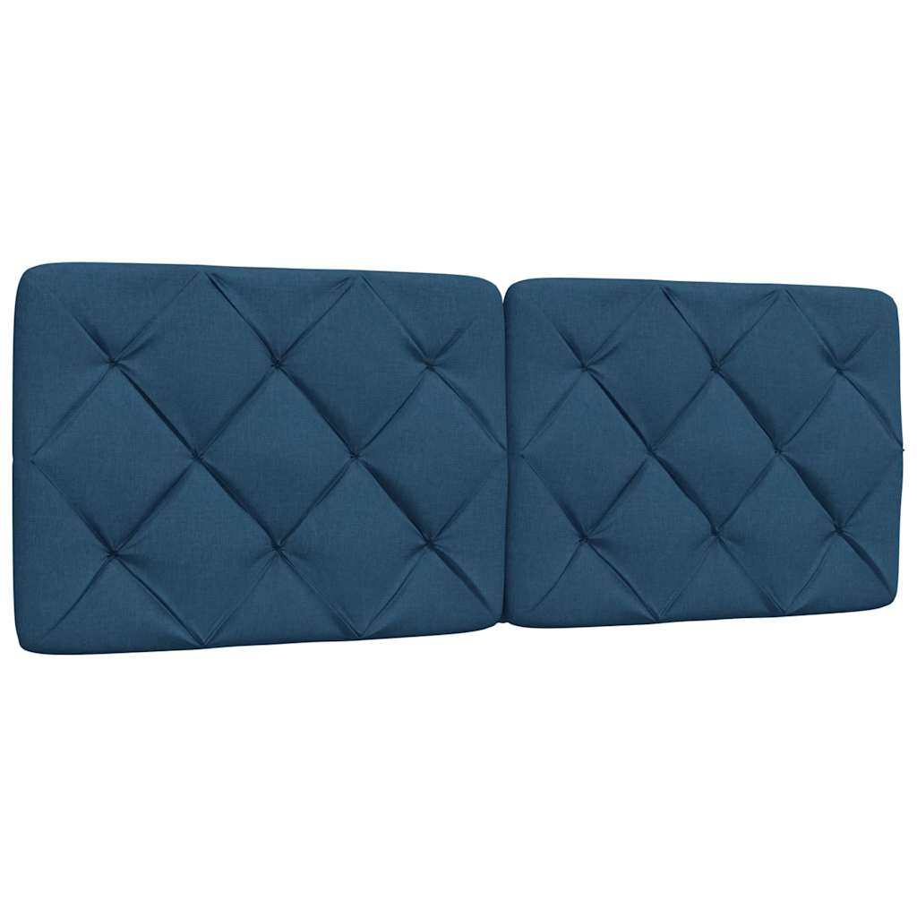 Cadre de lit avec LED sans matelas bleu 140x190 cm tissu