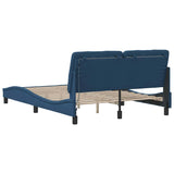 Cadre de lit avec LED sans matelas bleu 140x190 cm tissu