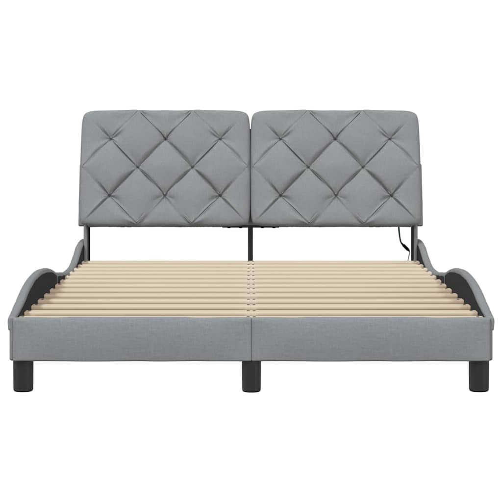 Cadre de lit avec LED sans matelas gris clair 140x200 cm tissu