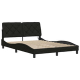 Cadre de lit avec LED sans matelas noir 140x200 cm tissu