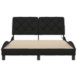 Bed frame with LED without mattress black 140x200 cm fabric