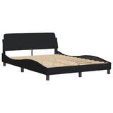 Bed frame with LED without mattress black 140x200 cm fabric