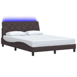 Cadre de lit avec LED sans matelas marron foncé 140x200cm tissu