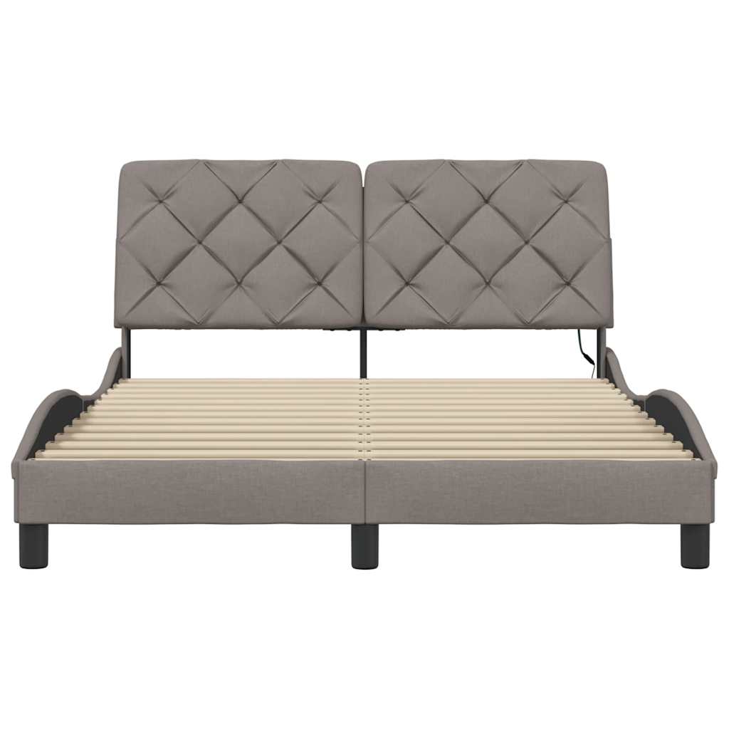 Cadre de lit avec LED sans matelas taupe 140x200 cm tissu