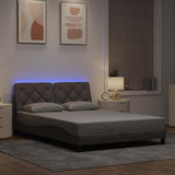 Cadre de lit avec LED sans matelas taupe 140x200 cm tissu