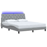 Cadre de lit avec LED sans matelas gris clair 160x200 cm tissu