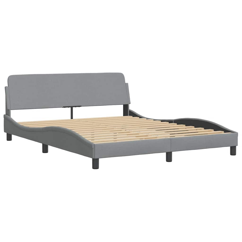 Cadre de lit avec LED sans matelas gris clair 160x200 cm tissu