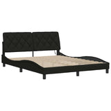 Bed frame with LED without mattress black 160x200 cm fabric