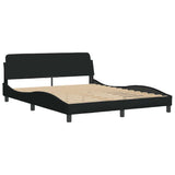 Cadre de lit avec LED sans matelas noir 160x200 cm tissu