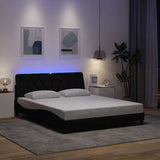 Bed frame with LED without mattress black 160x200 cm fabric