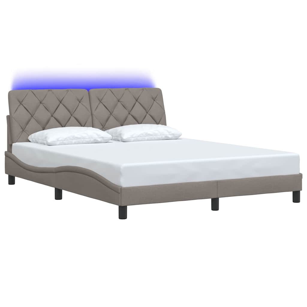 Cadre de lit avec LED sans matelas taupe 160x200 cm tissu