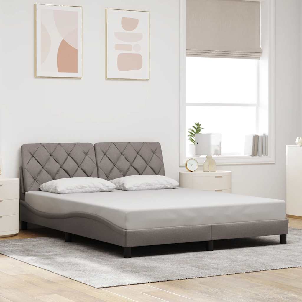 Cadre de lit avec LED sans matelas taupe 160x200 cm tissu