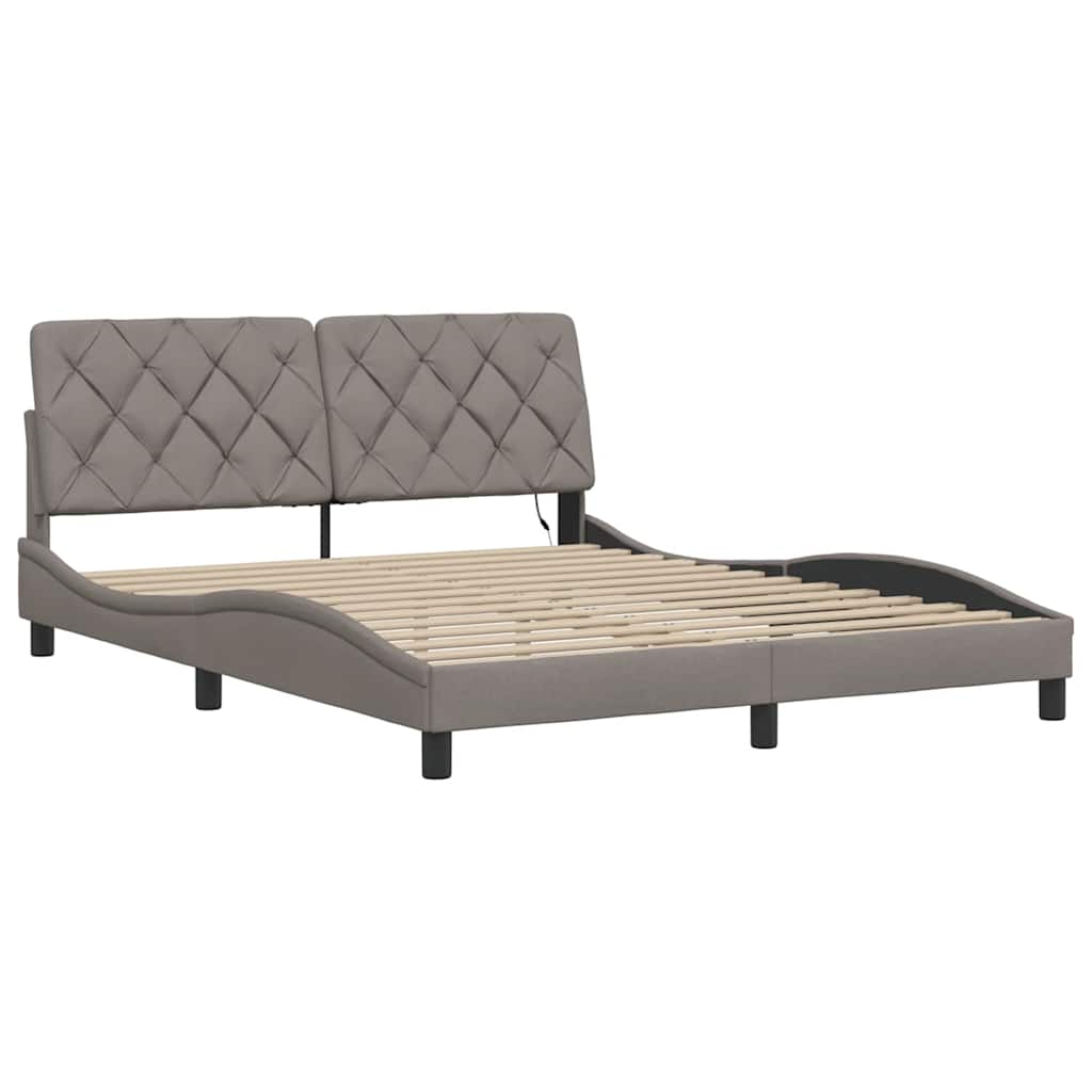 Cadre de lit avec LED sans matelas taupe 160x200 cm tissu