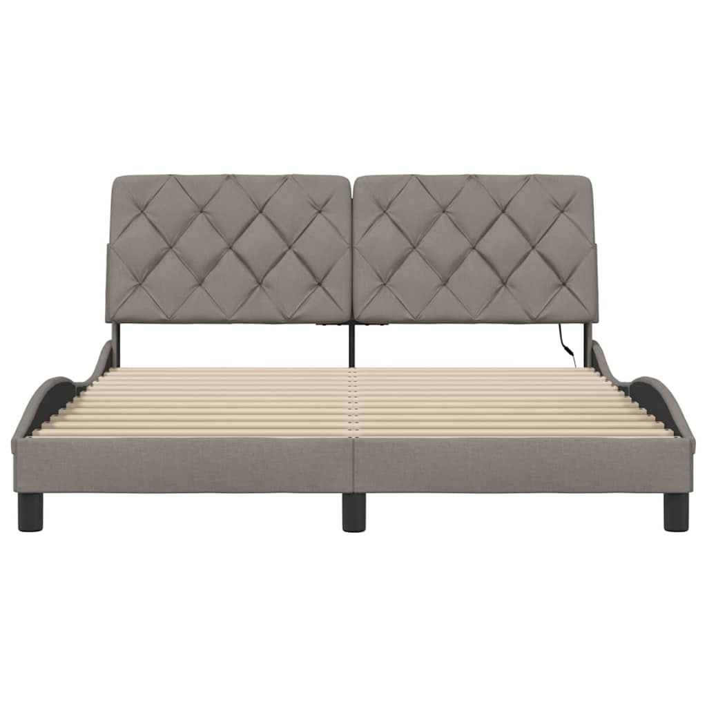 Cadre de lit avec LED sans matelas taupe 160x200 cm tissu