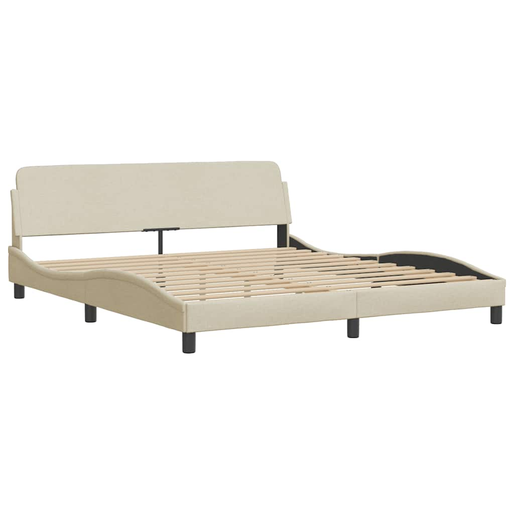 Cadre de lit avec LED sans matelas crème 160x200 cm tissu