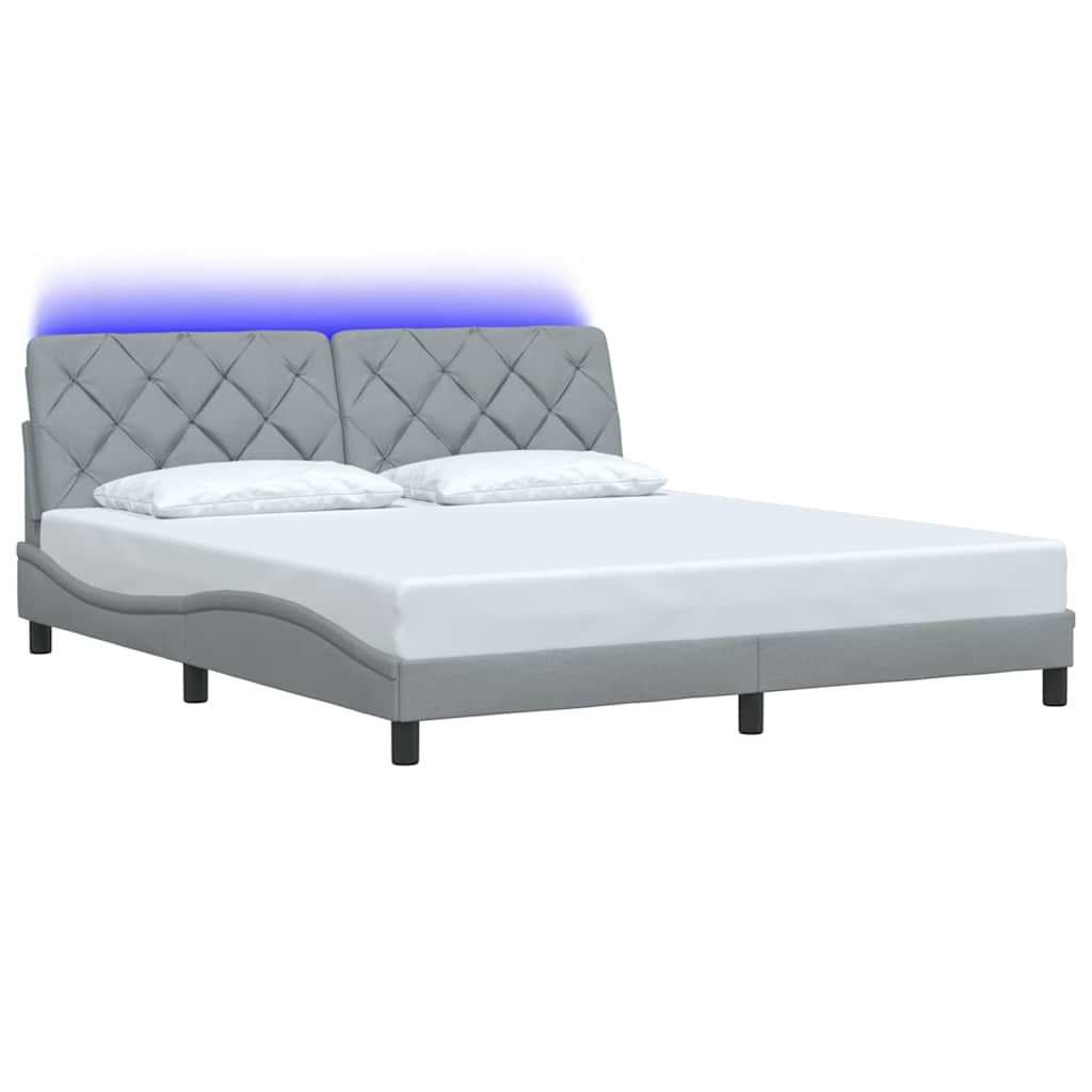 Cadre de lit avec LED sans matelas gris clair 180x200 cm tissu