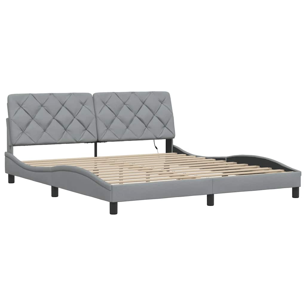 Cadre de lit avec LED sans matelas gris clair 180x200 cm tissu