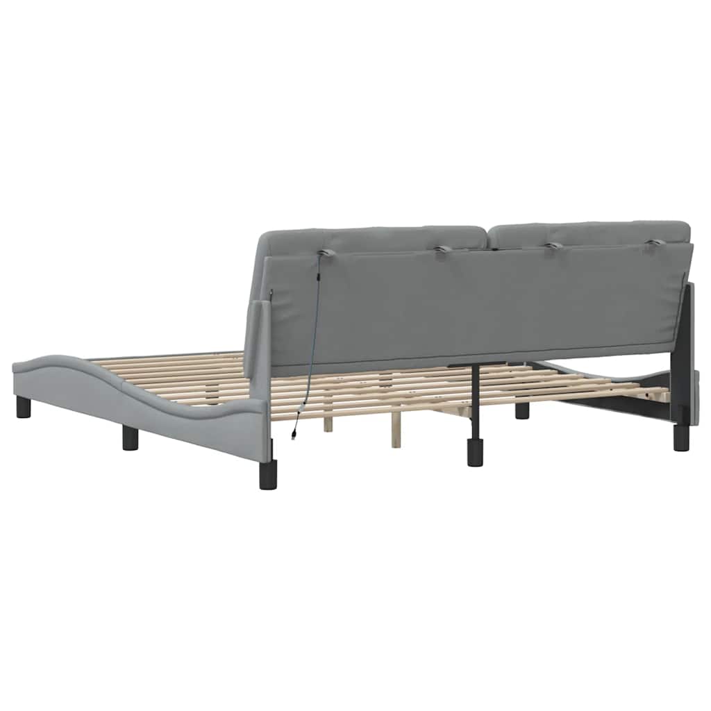 Cadre de lit avec LED sans matelas gris clair 180x200 cm tissu